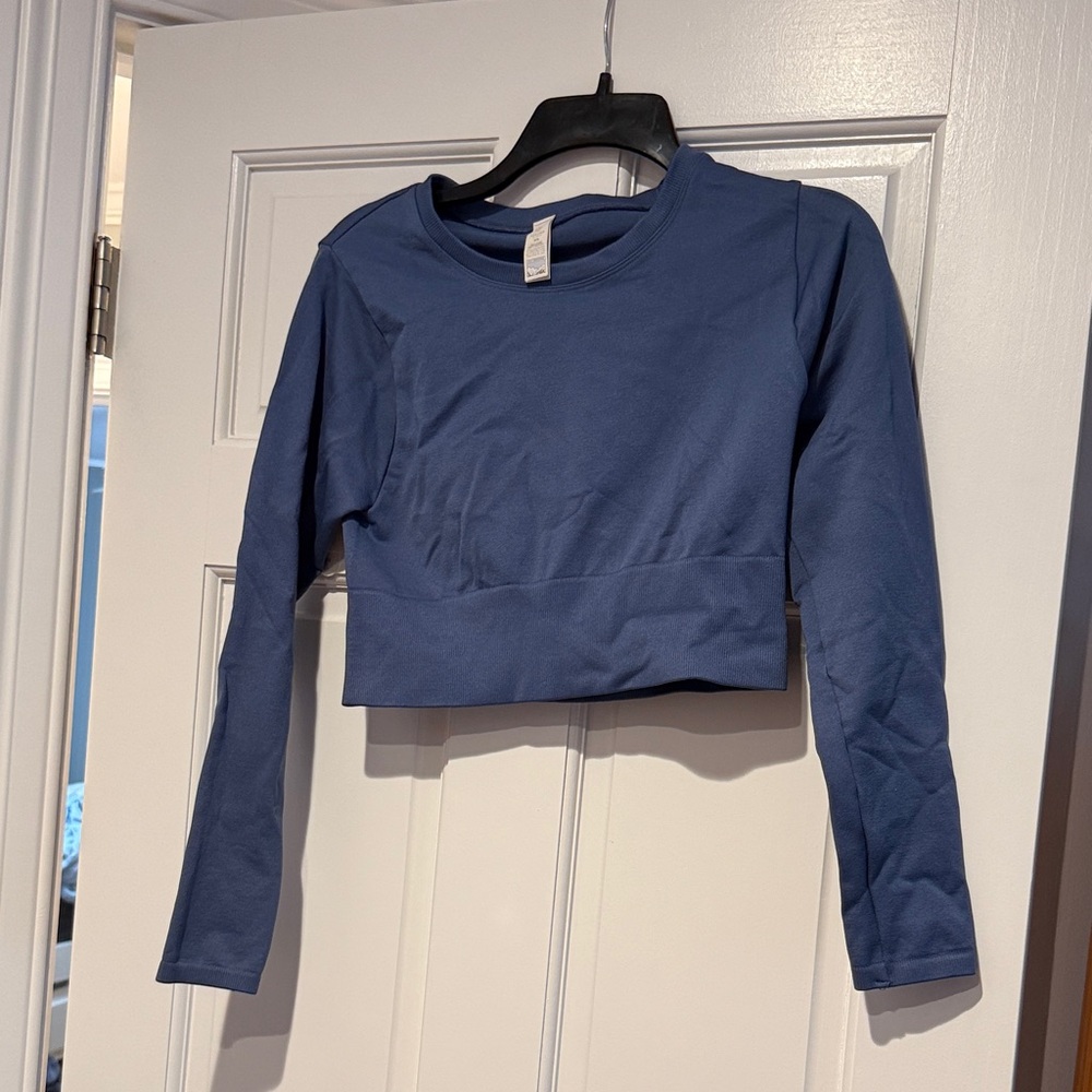 Aerie Navy Long Sleeve Crop Top